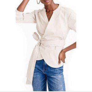 J. Crew Beige Striped Wrap Blouse